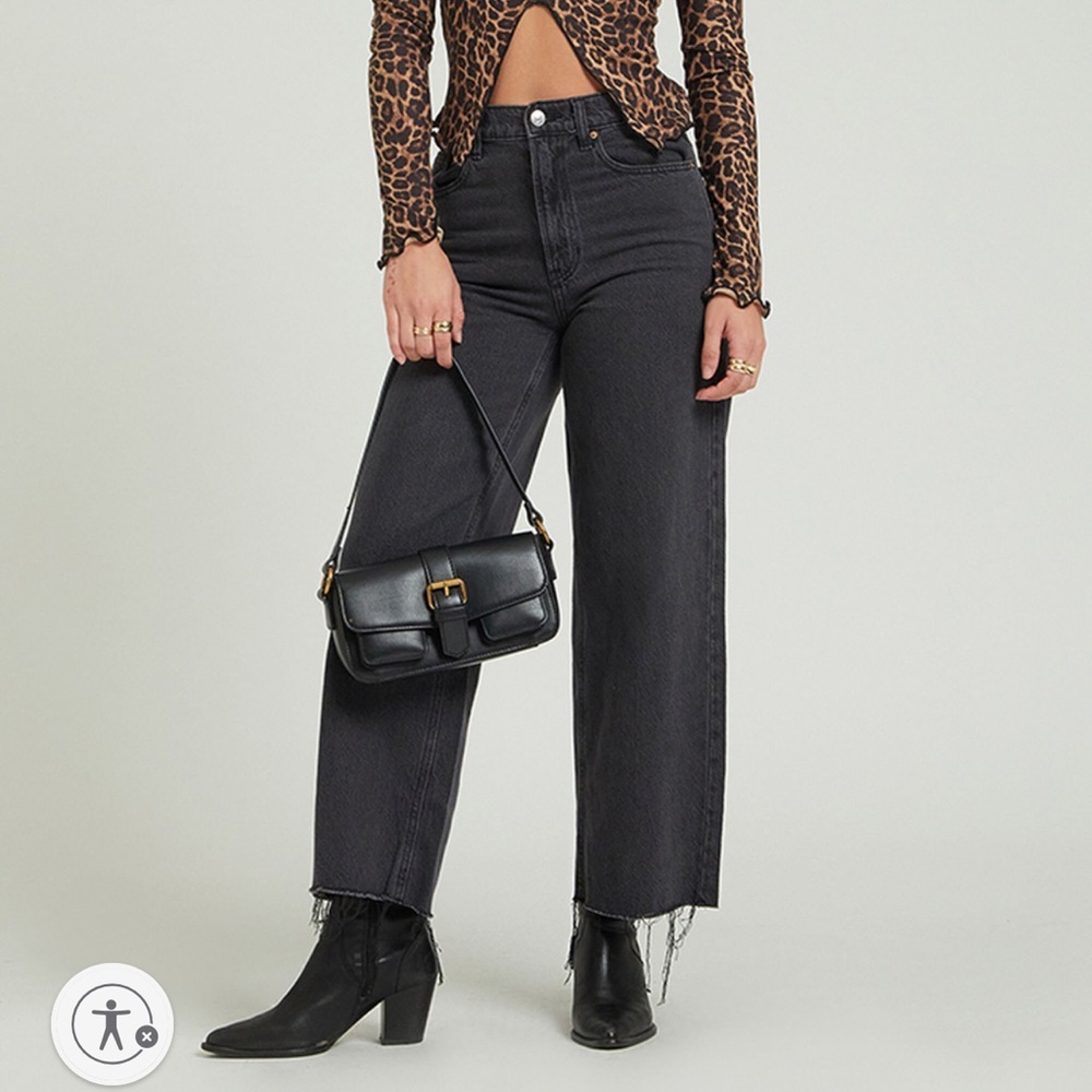 PacSun Nora Black Cropped Wide Leg Jeans